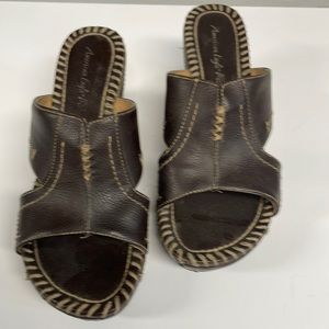 Dark brown wedge sandals